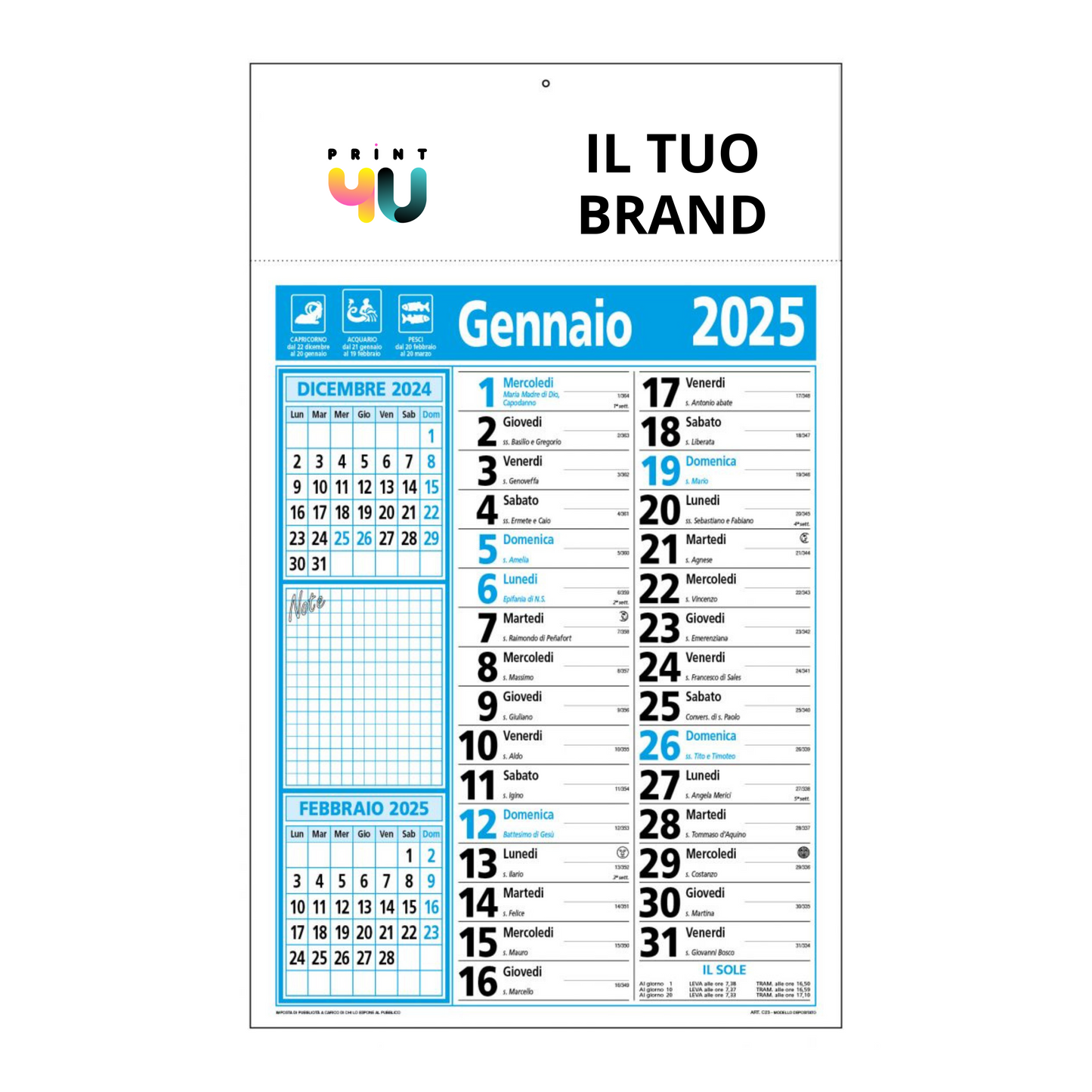 Calendario Olandese Oroscopo Note - X100 pz.