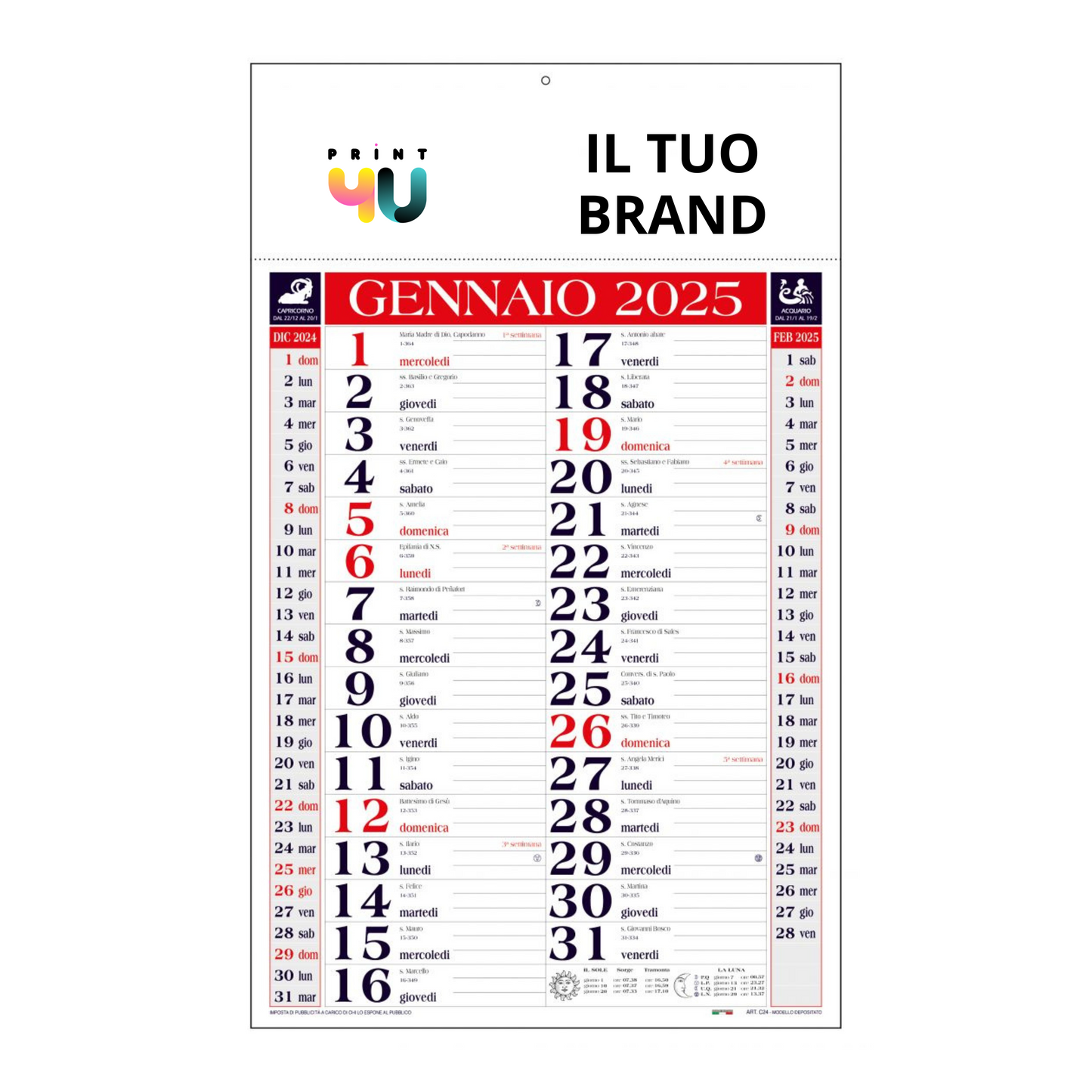 Calendario Olandese Retrò - X100 pz.
